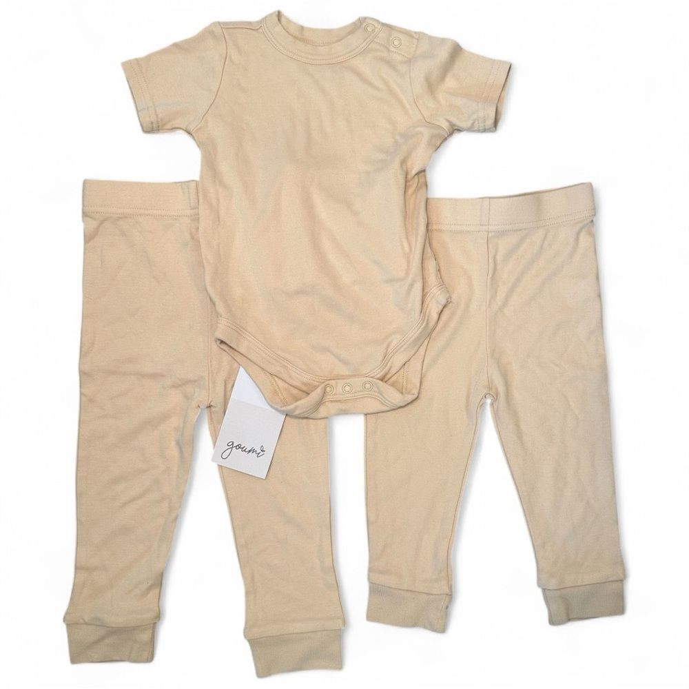 Goumi Baby Outfit Set Bundle of 3 Cream Bamboo Cotton Blend 6-12 and 12-18 month